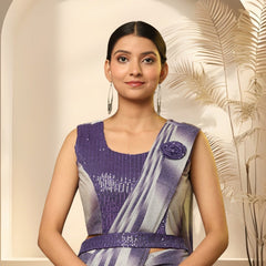 Stylum Women's Purple Glitter Leheriya Sequin Belted Ready To Wear Lycra Saree (SRPURPLEJACOB)