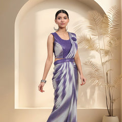 Stylum Women's Purple Glitter Leheriya Sequin Belted Ready To Wear Lycra Saree (SRPURPLEJACOB)