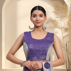 Stylum Women's Purple Glitter Leheriya Sequin Belted Ready To Wear Lycra Saree (SRPURPLEJACOB)