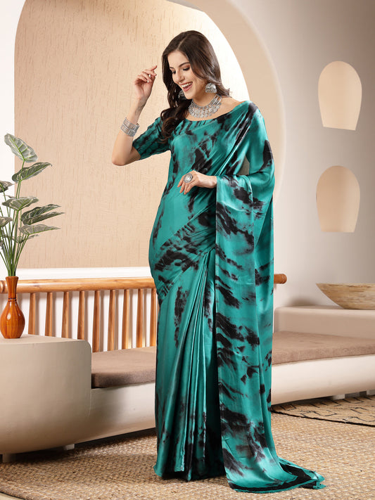 Stylum Womens Tie Dye Print Satin Saree (SRRAMACOZY)