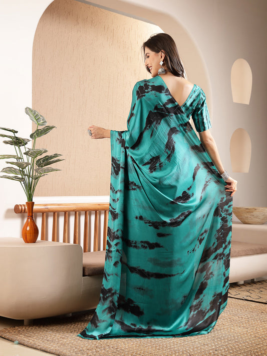 Stylum Womens Tie Dye Print Satin Saree (SRRAMACOZY)