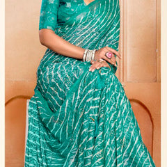Stylum Women's Rama Leheriya Printed Silk Blend Saree With Unstitched Blouse Piece (SRRAMANAIRITI)