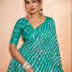 Stylum Women's Rama Leheriya Printed Silk Blend Saree With Unstitched Blouse Piece (SRRAMANAIRITI)