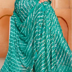 Stylum Women's Rama Leheriya Printed Silk Blend Saree With Unstitched Blouse Piece (SRRAMANAIRITI)