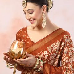 Stylum Women's Rust Paisley Print Kankawati Silk Saree (SRRUSTHOPE)