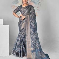 Stylum Women's Blue Leheriya Print With Zari Border Cotton Saree (SRSHAZIYABLUE)