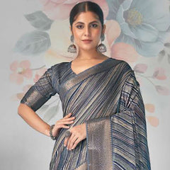 Stylum Women's Blue Leheriya Print With Zari Border Cotton Saree (SRSHAZIYABLUE)