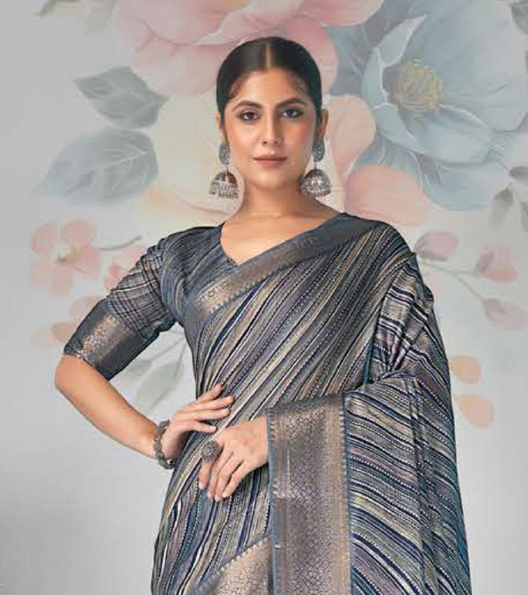 Stylum Women's Blue Leheriya Print With Zari Border Cotton Saree (SRSHAZIYABLUE)