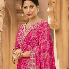 Stylum Women's Magenta Bhandej Printed Georgette Saree (SRSUBHARAMBHMAGENTA)