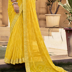 Stylum Women's Mustard Bhandej Printed Georgette Saree (SRSUBHARAMBHMUSTARD)