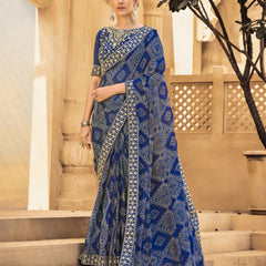 Stylum Women's Blue Bhandej Printed Georgette Saree (SRSUBHARAMBHNAVY)