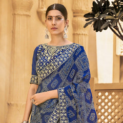 Stylum Women's Blue Bhandej Printed Georgette Saree (SRSUBHARAMBHNAVY)