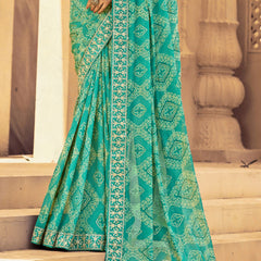 Stylum Women's Turquoise Bhandej Printed Georgette Saree (SRSUBHARAMBHTURQ)