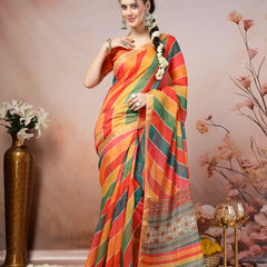 Stylum Women's Multi Leheriya Zari Cotton Blend Saree (SRSUMALIMULTI)