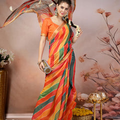 Stylum Women's Multi Leheriya Zari Cotton Blend Saree (SRSUMALIMULTI)