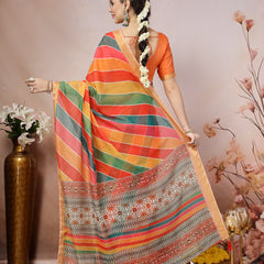 Stylum Women's Multi Leheriya Zari Cotton Blend Saree (SRSUMALIMULTI)