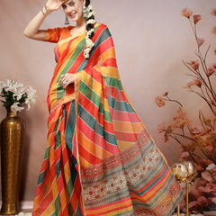 Stylum Women's Multi Leheriya Zari Cotton Blend Saree (SRSUMALIMULTI)