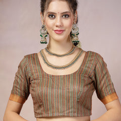 Stylum Women's Olive Leheriya Zari Cotton Blend Saree (SRSUMALIOLIVE)