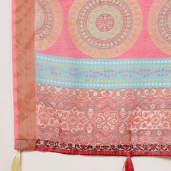 Stylum Women's Pink Leheriya Bandhej Zari Cotton Blend Saree (SRSUMALIPINK)