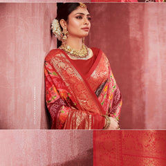 Stylum Women's Leheriya & Bandhej Printed Zari Border Silk Saree (SRSUPREMEMAROON)