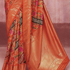 Stylum Women's Leheriya & Bandhej Printed Zari Border Silk Saree (SRSUPREMEORANGE)