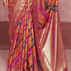 Stylum Women's Leheriya & Bandhej Printed Zari Border Silk Saree (SRSUPREMEPINK)