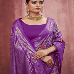 Stylum Women's Leheriya & Bandhej Printed Zari Border Silk Saree (SRSUPREMEPURPLE)