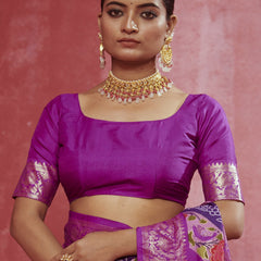Stylum Women's Leheriya & Bandhej Printed Zari Border Silk Saree (SRSUPREMEPURPLE)
