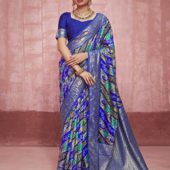 Stylum Women's Leheriya & Bandhej Printed Zari Border Silk Saree (SRSUPREMEMUSTARD)