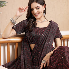Stylum Women's Wine Party Wear Fancy Lycra Shimmer Ready To Wear Saree (SRWINESPARK)