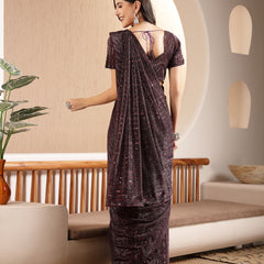 Stylum Women's Wine Party Wear Fancy Lycra Shimmer Ready To Wear Saree (SRWINESPARK)