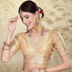 Stylum Women's Beige Paisley Woven Zari Border Silk Saree (SRZOHRABEIGE)