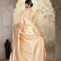 Stylum Women's Beige Paisley Woven Zari Border Silk Saree (SRZOHRABEIGE)