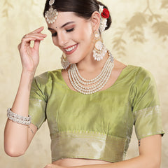 Stylum Women's Mehandi Green Paisley Woven Zari Border Silk Saree (SRZOHRAMEHANDI)