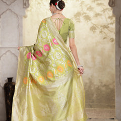 Stylum Women's Mehandi Green Paisley Woven Zari Border Silk Saree (SRZOHRAMEHANDI)