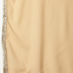 Stylum Women's Beige Jacket Style Party Wear Georgette Crop Top Palazzo Dupatta Co-ord Set (STDBEIGEARAVALI)