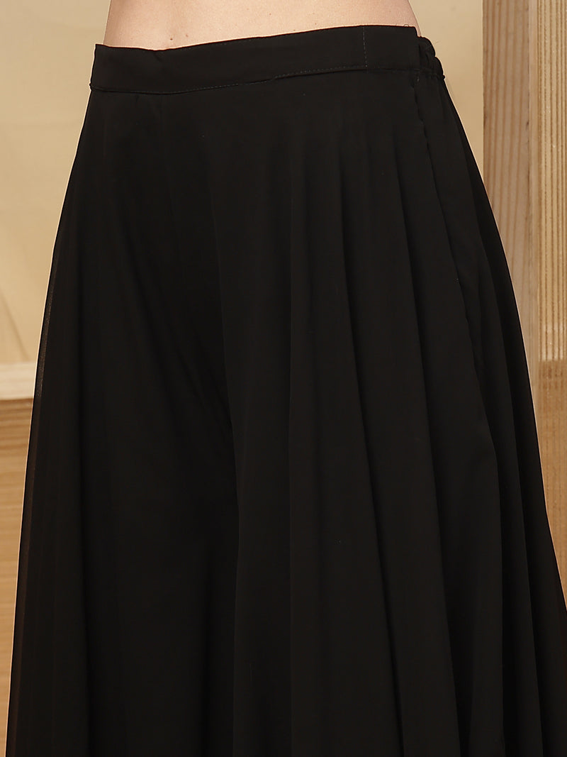Stylum Women's Black Solid & Embroidered Crape Silk Co-Ord Set (STDBLACKKOPAR)