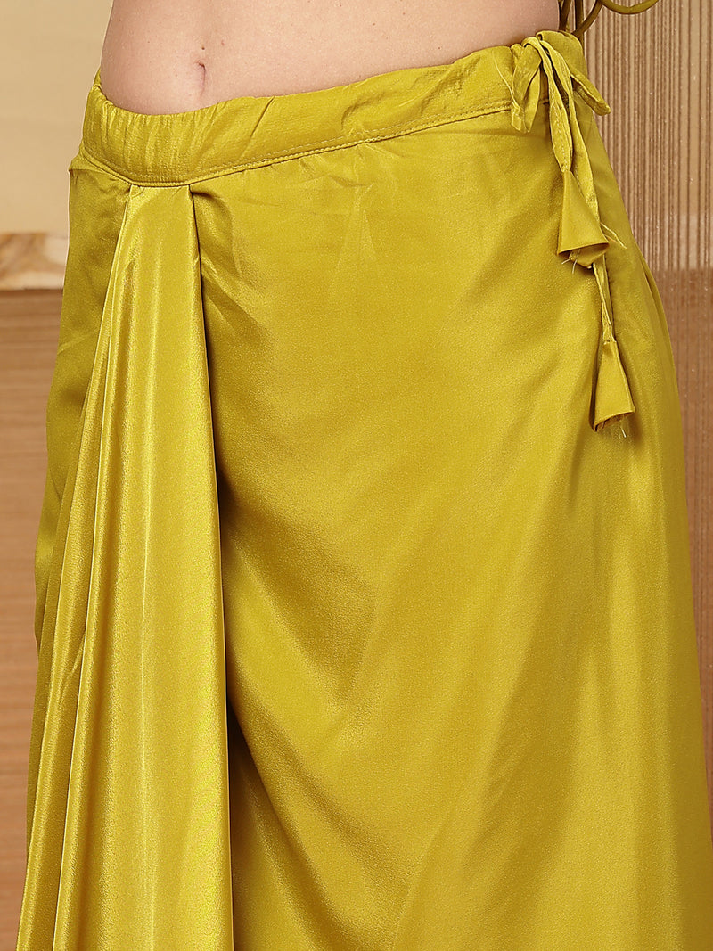Stylum Women's Mustard Solid & Embroidered Organza Co-Ord Set (STDMUSTHAZEL)