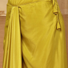 Stylum Women's Mustard Solid & Embroidered Organza Co-Ord Set (STDMUSTHAZEL)
