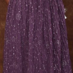 Stylum Women's Purple Embroidered Georgette Lehenga & Blouse with Dupatta (STDPURPLEMICHAEL)
