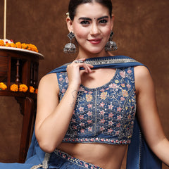 Stylum Women's Royal Embroidered Georgette Lehenga & Blouse with Dupatta (STDROYALMICHAEL)