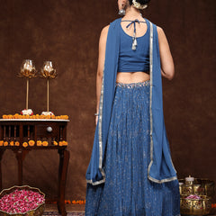 Stylum Women's Royal Embroidered Georgette Lehenga & Blouse with Dupatta (STDROYALMICHAEL)