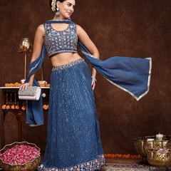 Stylum Women's Royal Embroidered Georgette Lehenga & Blouse with Dupatta (STDROYALMICHAEL)