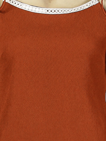 Stylum Women's Rust Solid Crepe Skirt Top With Dupatta Set (STDRUSTELITE)