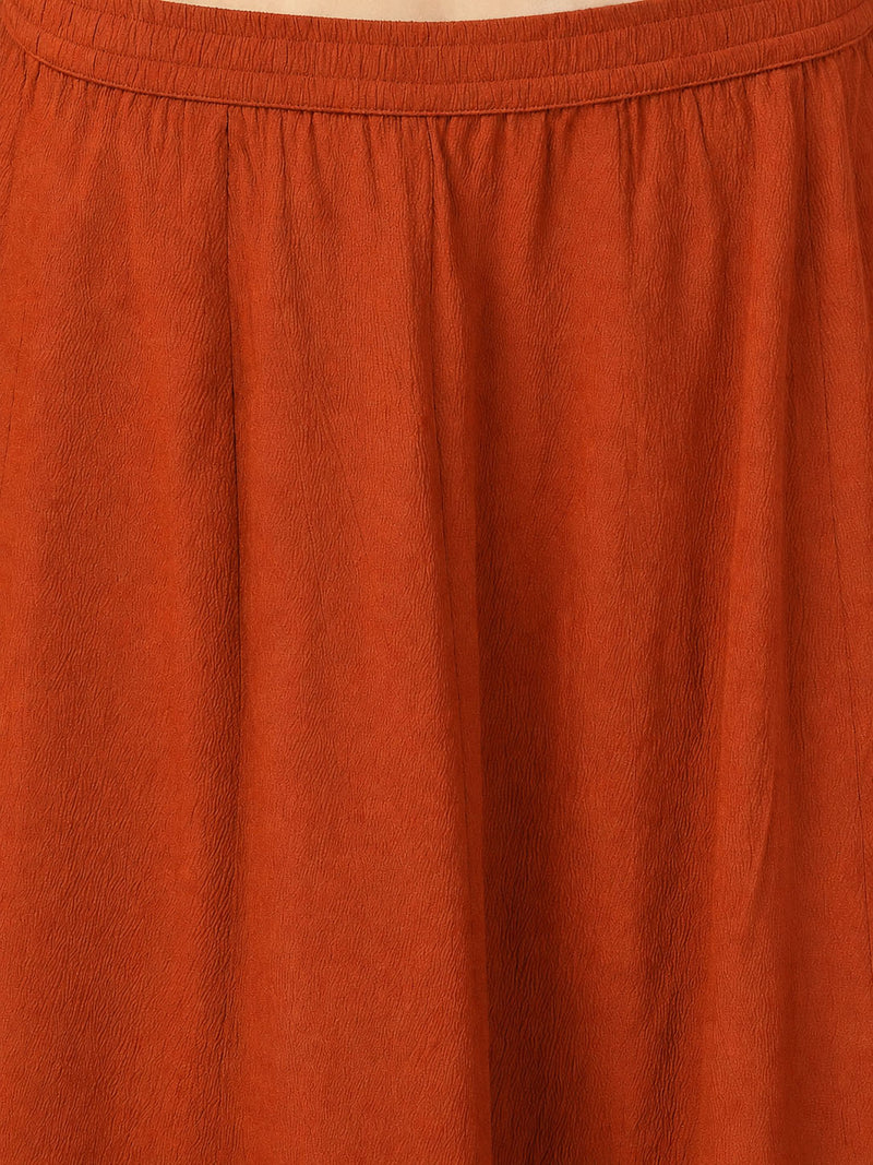 Stylum Women's Rust Solid Crepe Skirt Top With Dupatta Set (STDRUSTELITE)