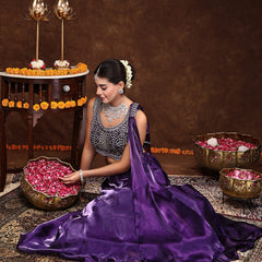 Stylum Women's Wine Jimmy Choo Lehenga & Blouse with Dupatta (STDSELENAWINE)