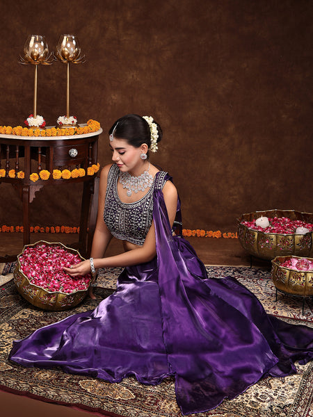 Stylum Women's Wine Jimmy Choo Lehenga & Blouse with Dupatta (STDSELENAWINE)
