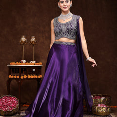 Stylum Women's Wine Jimmy Choo Lehenga & Blouse with Dupatta (STDSELENAWINE)