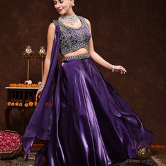 Stylum Women's Wine Jimmy Choo Lehenga & Blouse with Dupatta (STDSELENAWINE)