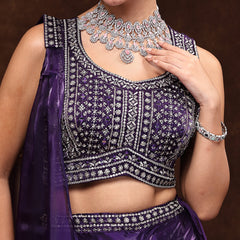 Stylum Women's Wine Jimmy Choo Lehenga & Blouse with Dupatta (STDSELENAWINE)